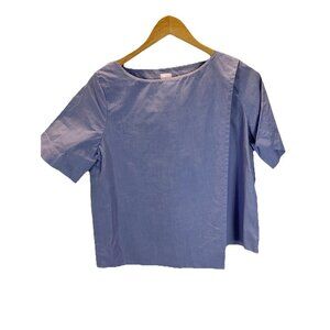 Ann Mashburn Blue Structured Layered poplin Shirt short Sleeve Buttons Size M